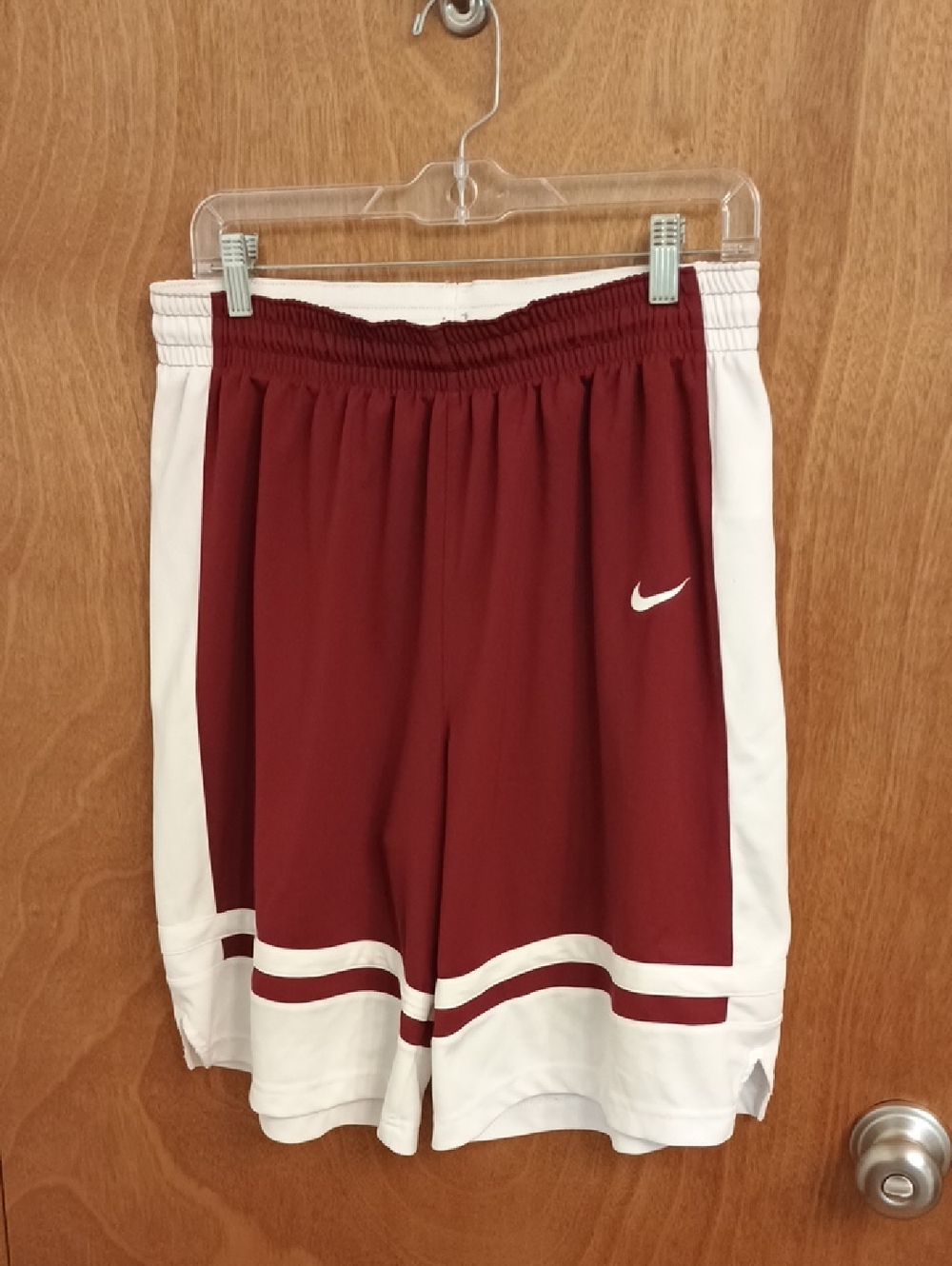 Nike Maroon and White Athletic Basketball Shorts